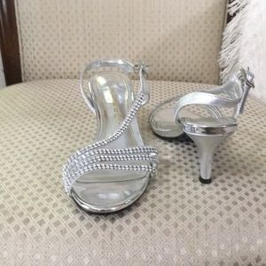 Silver sparkly low heels
